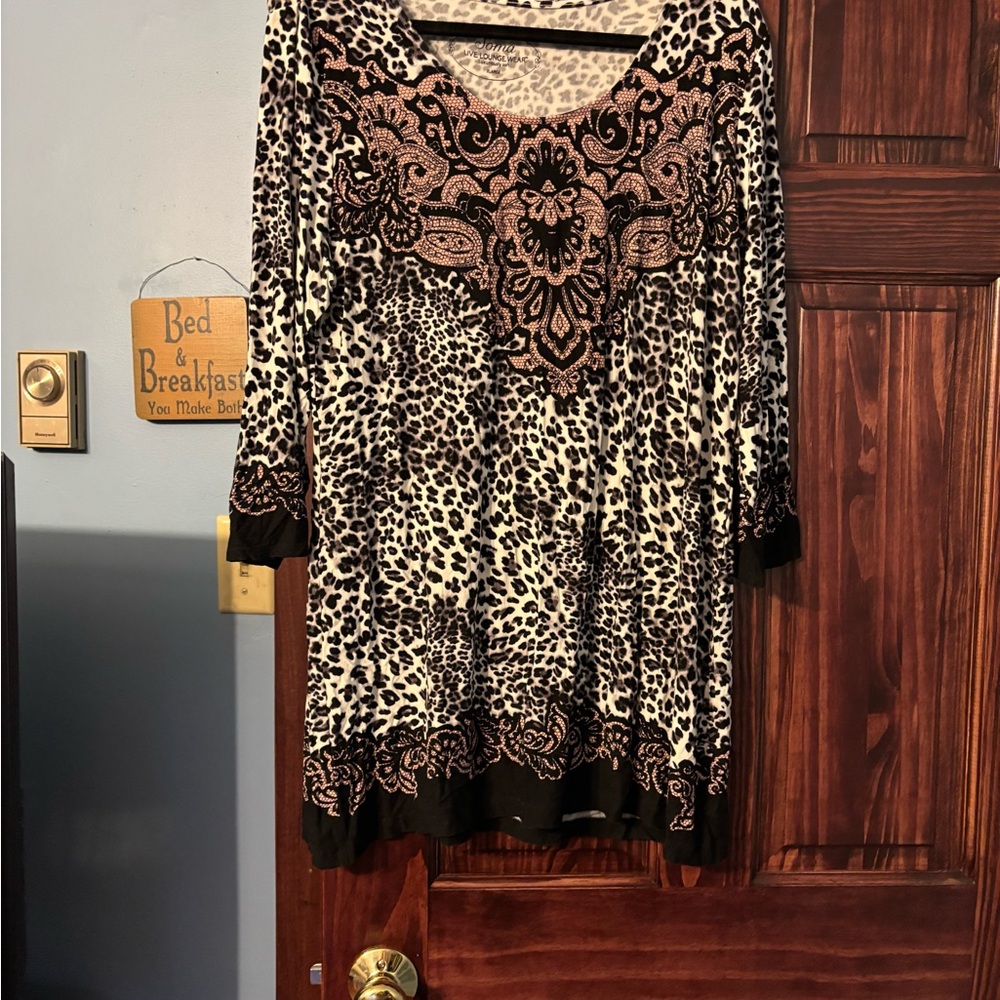 Soma Black and Brown Leopard Print Tunic